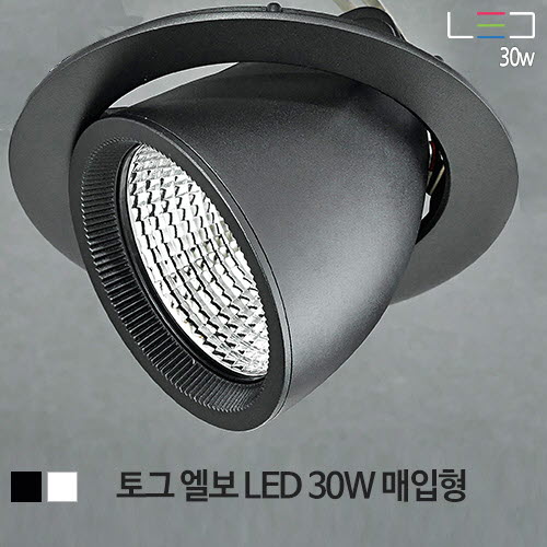 [LED 30W] 토그 엘보 원형매입등 (155mm) 흑색/백색