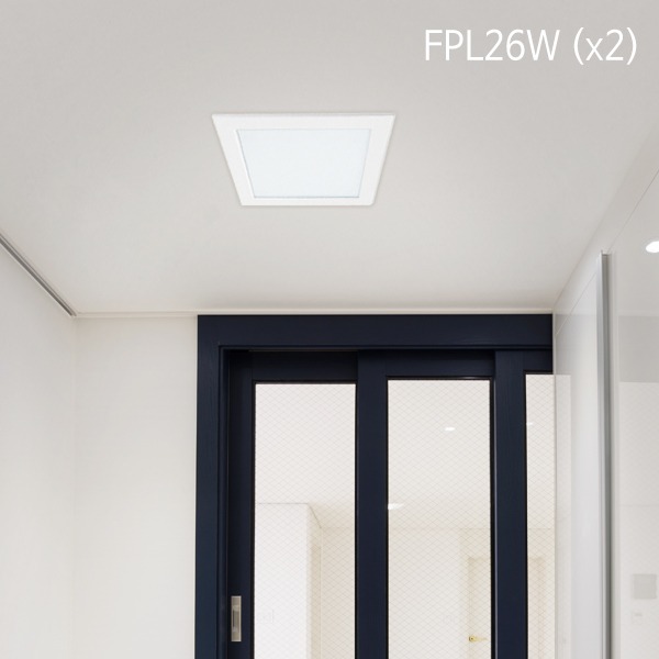 핀터 정사각 대 매입등 FPL26W x 2등 램프포함 현관등(타공:180x180)