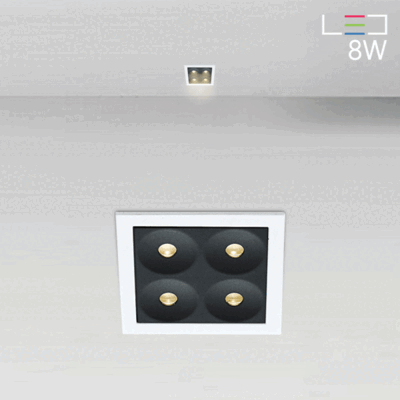 [LED 8W] 트로이카 4구 정사각 매입등 (타공:65x65)
