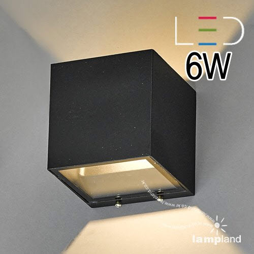 [LED 6W]모던 정사각 방수 벽등(백색/흑색)